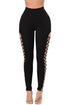 Sexy Black Crisscross Cutout Sides Sports Leggings